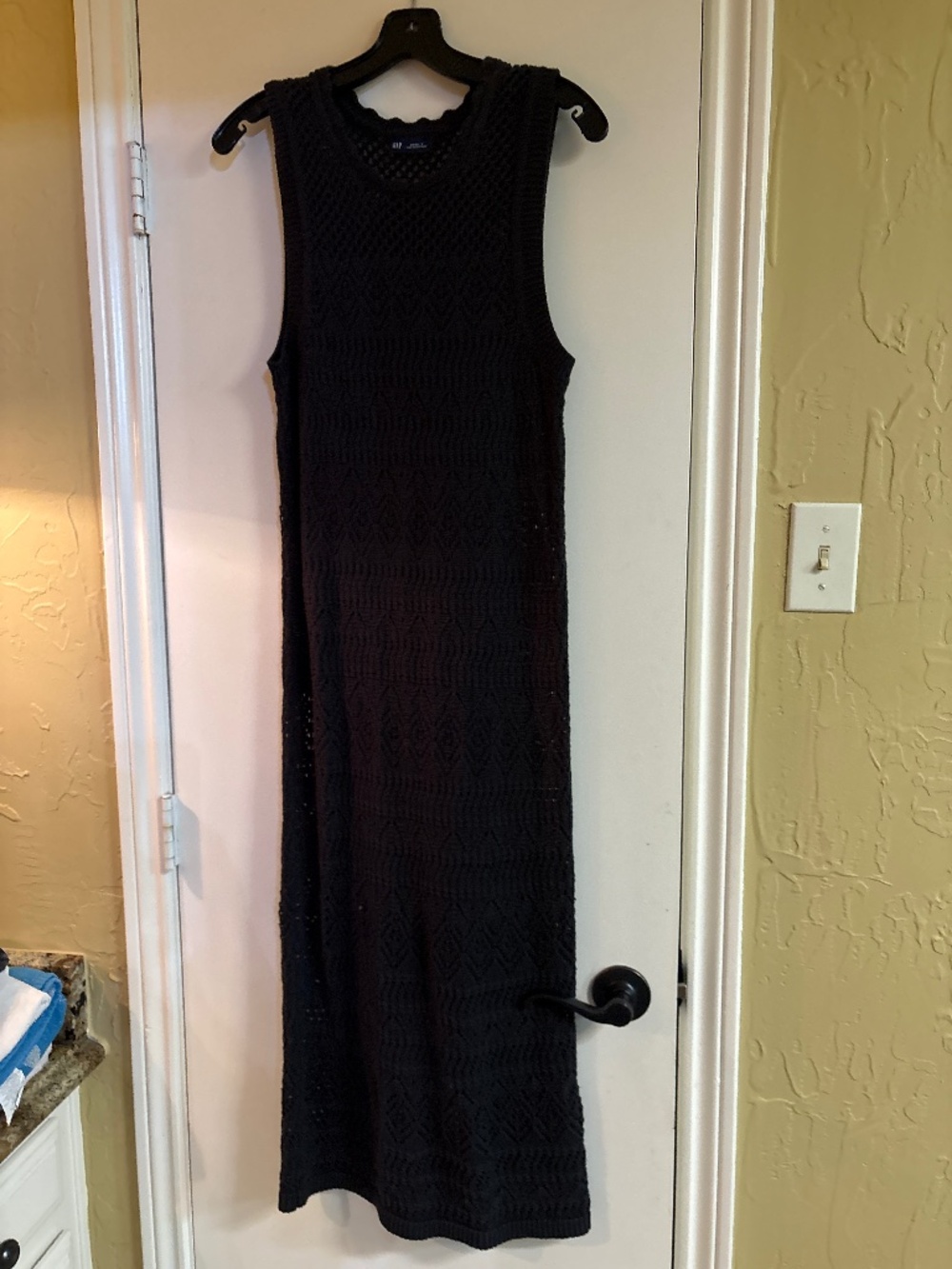 Gap black crochet midi dress